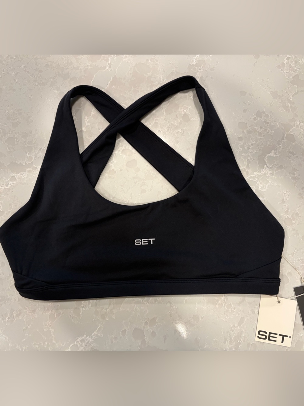 SET Active Black Cross-Strap Sports Bra